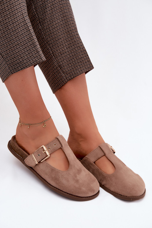 zapatillas de mujer MuleImitacji de gamuzau beige Melvia