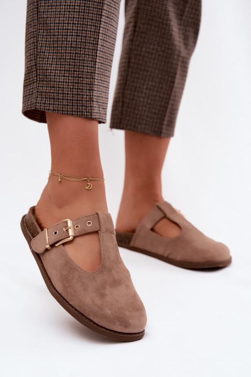 zapatillas de mujer MuleImitacji de gamuzau beige Melvia