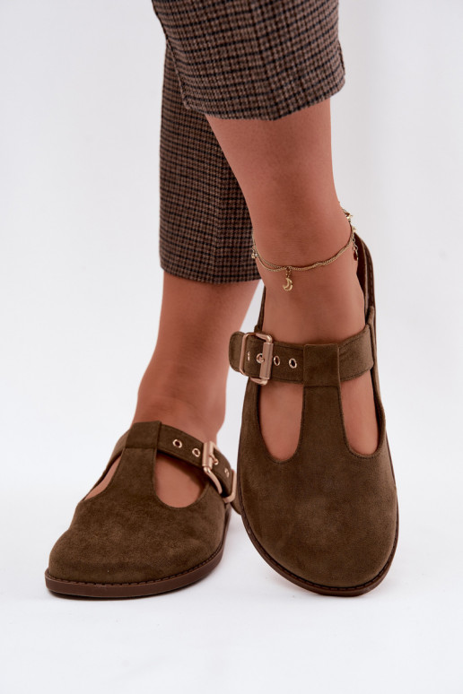 zapatillas de mujer MuleImitacji de gamuzau de color caqui Melvia