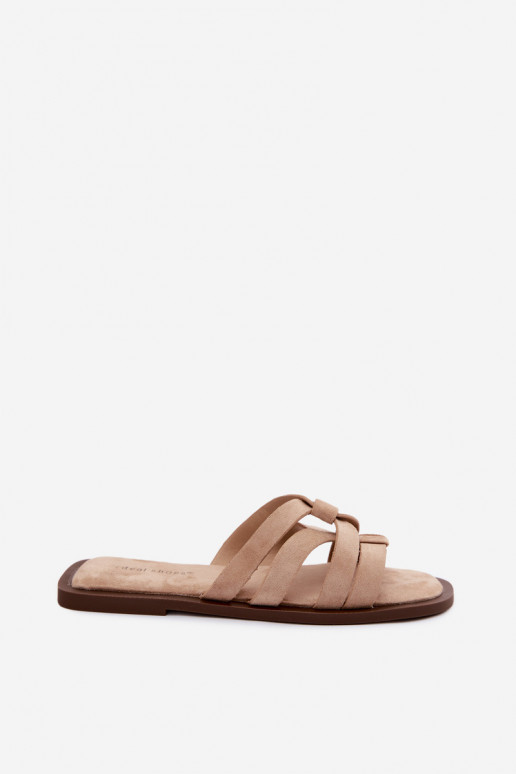 Zapatillas de mujer con tiras de ante sintético en color arena Calvia