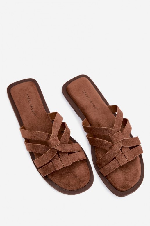 Zapatillas de mujer con tiras de ante sintético en color marrón Calvia