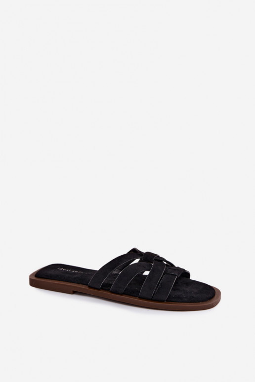 Zapatillas de mujer con tiras de ante sintético en color negro Calvia