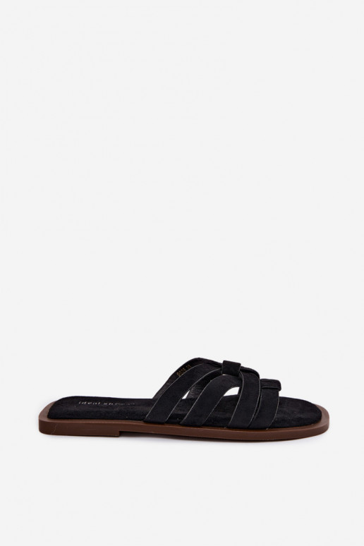 Zapatillas de mujer con tiras de ante sintético en color negro Calvia