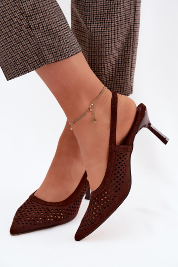 Sandalias caladas Femenino con tacones finosImitacji de gamuzau CzekoladoAe Velvia