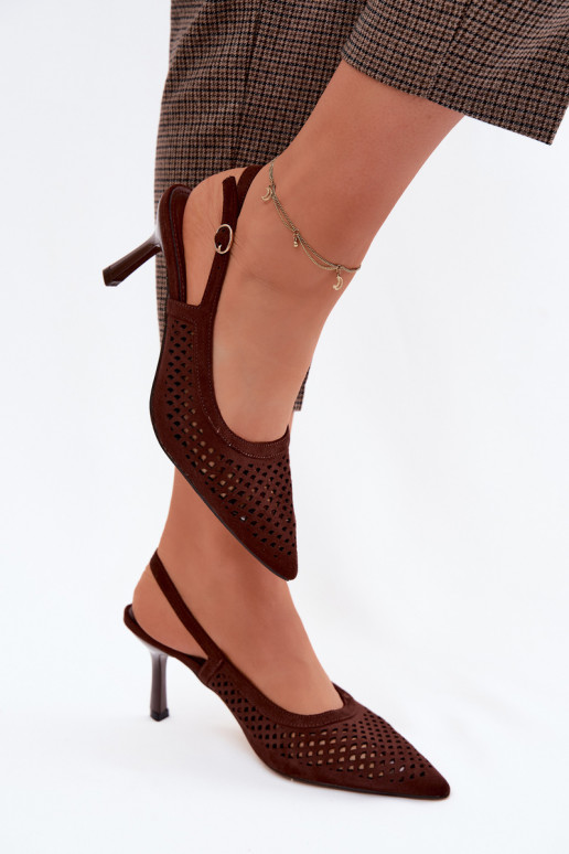 Sandalias caladas Femenino con tacones finosImitacji de gamuzau CzekoladoAe Velvia