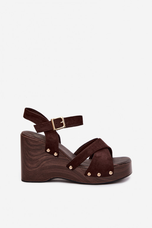 Sandalias de plataforma doradas para mujer con tachuelas Ze Velvra