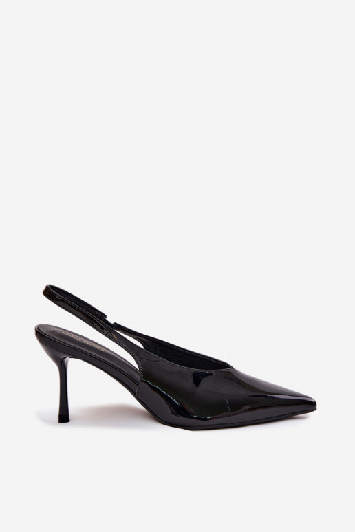 Zapatos de tacón lacados de cuero sintético negro Norvra