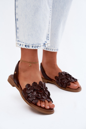 Sandalias para mujer con tacones anchos Zazoo 40468 en color chocolate