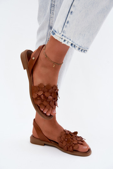 Sandalias de mujer con tacones anchos Zazoo 40468 color marrón