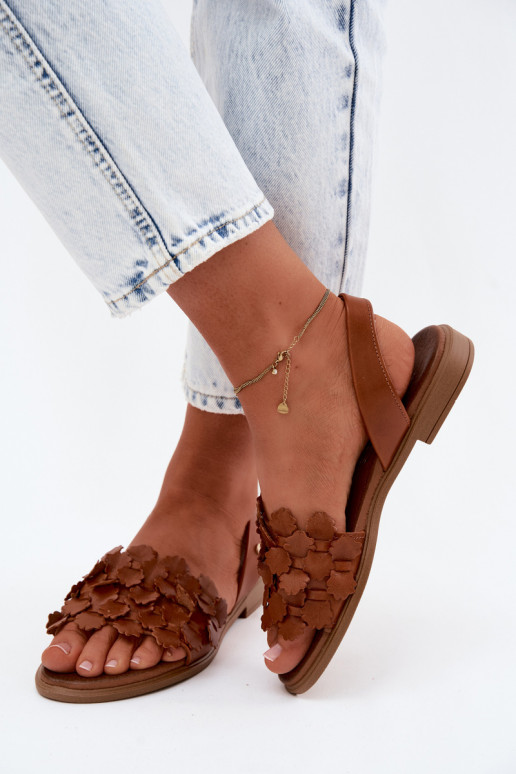Sandalias para mujer con tacones anchos Zazoo 40468 en color marrón