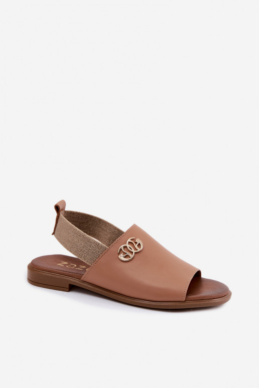 Sandalias doradas para mujer con detalles Zazoo 40473 en color marrón