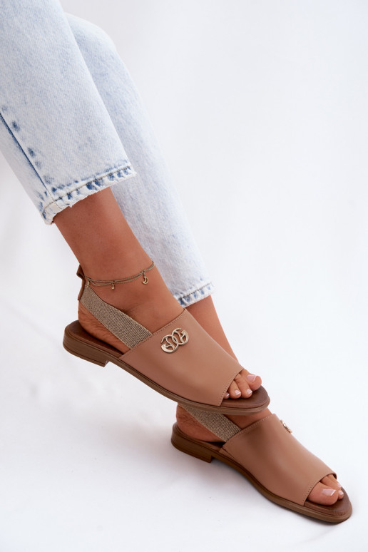 Sandalias doradas para mujer con detalles Zazoo 40473 en color marrón
