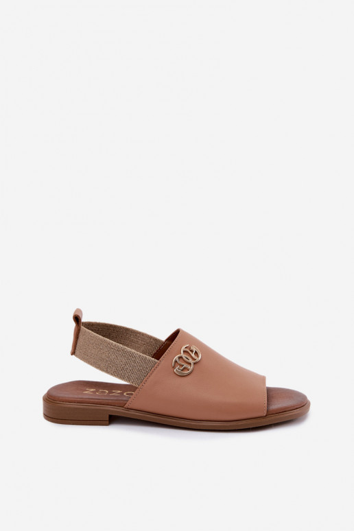 Sandalias doradas para mujer con detalles Zazoo 40473 en color marrón