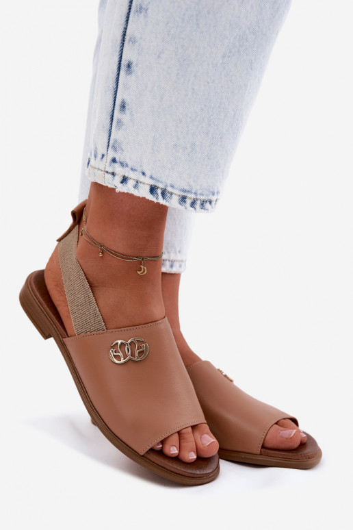 Sandalias doradas para mujer con detalles Zazoo 40473 en color marrón
