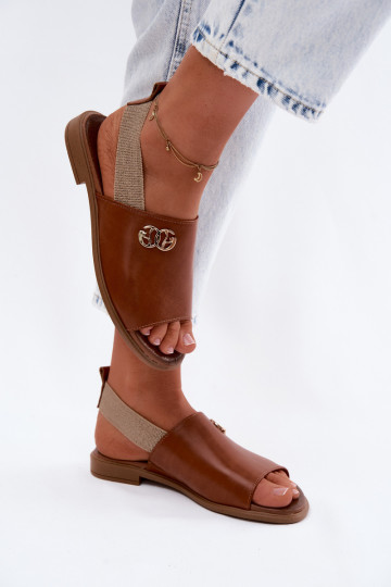 Sandalias doradas para mujer con detalles Zazoo 40473 en color marrón