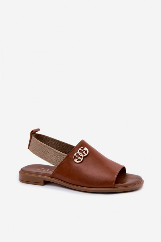 Sandalias doradas para mujer con detalles Zazoo 40473 en color marrón