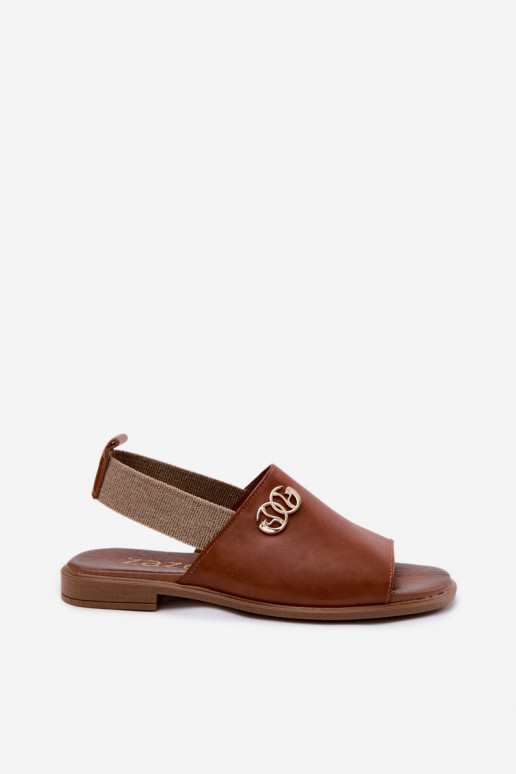 Sandalias doradas para mujer con detalles Zazoo 40473 en color marrón