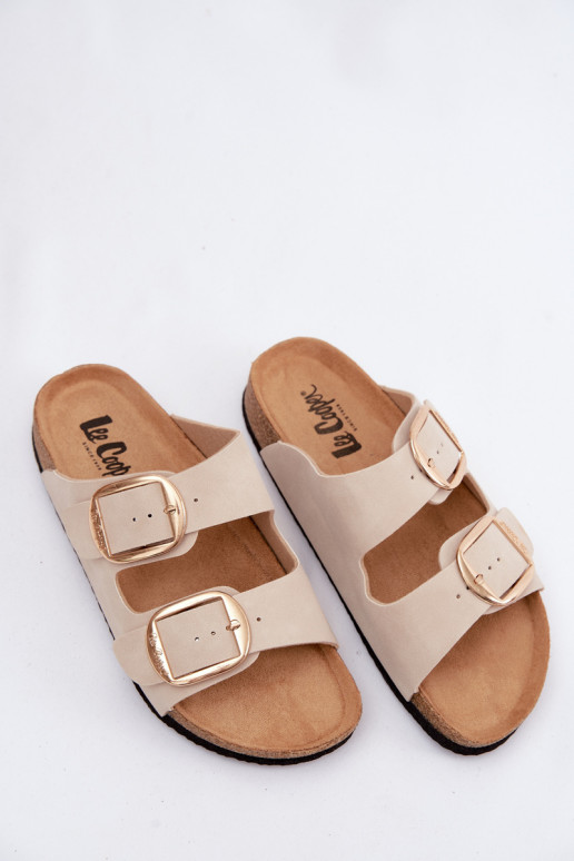 Zapatillas de mujer con suela de corcho y hebillas Lee Cooper LCIN-26-35-4454L en color arena