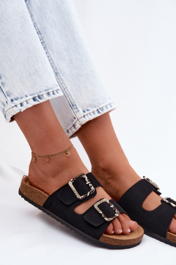 zapatillas de mujer con hebillas Lee Cooper LCEN-26-35-4450L de color negro