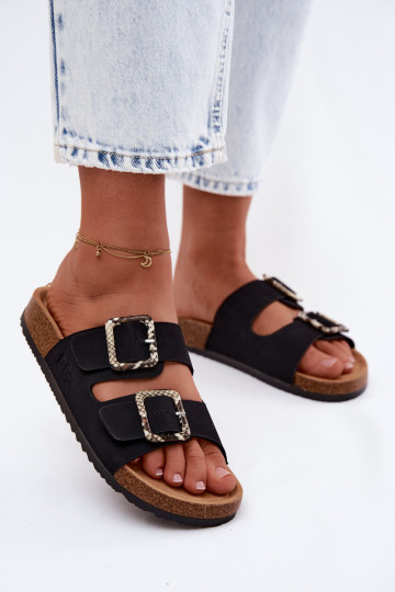 zapatillas de mujer con hebillas Lee Cooper LCEN-26-35-4450L de color negro 2