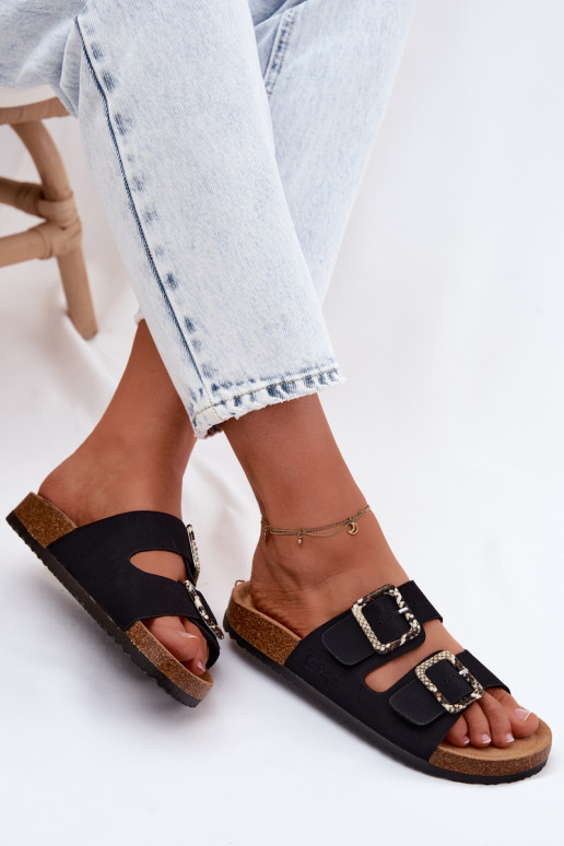 zapatillas de mujer con hebillas Lee Cooper LCEN-26-35-4450L de color negro