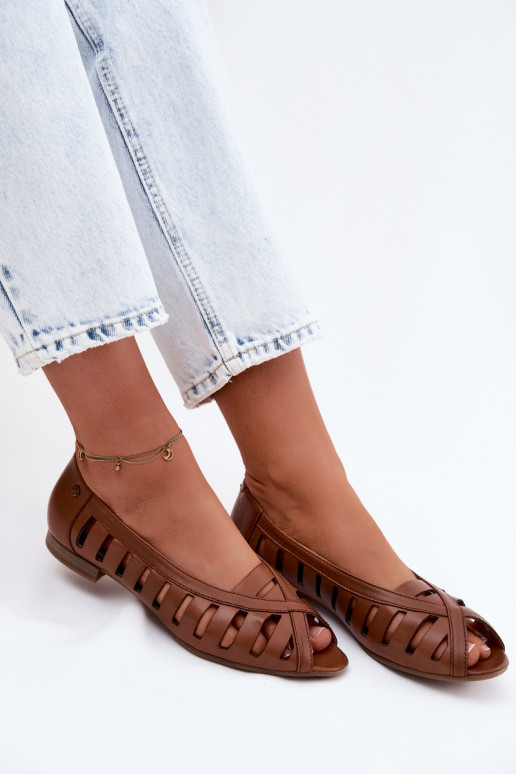 Piel Bailarinas caladas Tiene queciejka P7540-29 color marrón