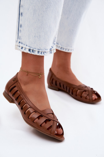 Piel Bailarinas caladas Tiene queciejka P7540-29 color marrón 2