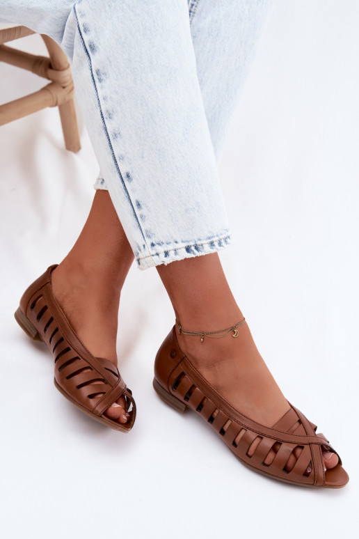 Piel Bailarinas caladas Tiene queciejka P7540-29 color marrón