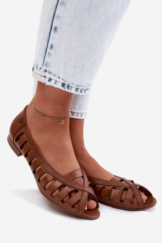 Piel Bailarinas caladas Tiene queciejka P7540-29 color marrón