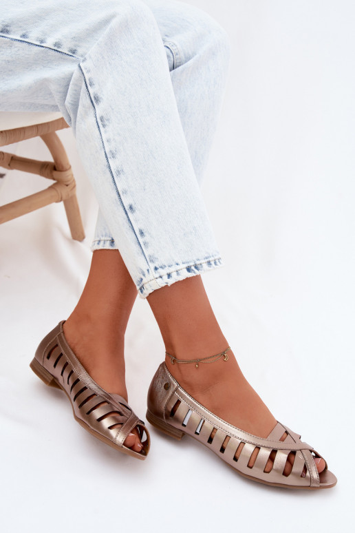 Piel Bailarinas caladas Tiene queciejka P7540-25 color dorado