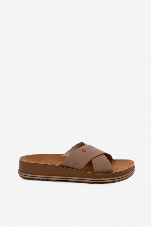 Piel Zapatillas de ante para mujer. Tiene queciejka P7504-04 beige