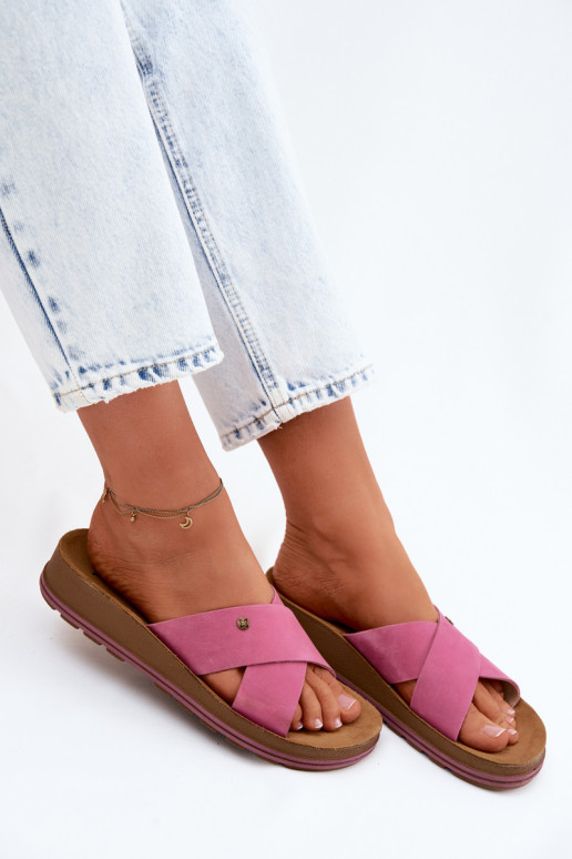 Zapatillas de mujer de ante sintético Tai turiciejka P7504-15 rosa