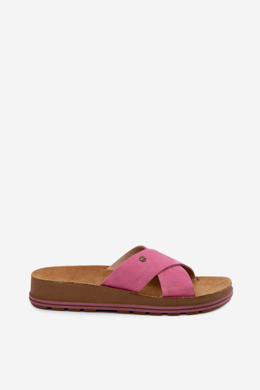 Zapatillas de mujer de ante sintético Tai turiciejka P7504-15 rosa