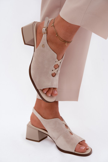 Sandalias con tacones de ante sintético Tai turiciejka K7521-22 marfil