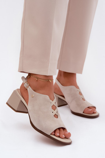 Sandalias con tacones de ante sintético Tai turiciejka K7521-22 marfil 2