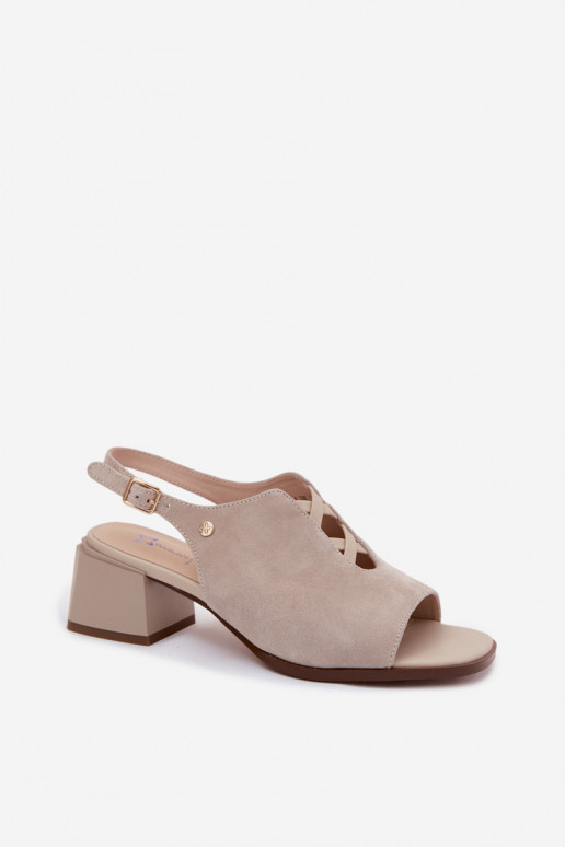 Sandalias con tacones de ante sintético Tai turiciejka K7521-22 marfil