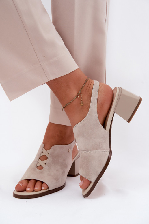 Sandalias con tacones de ante sintético Tai turiciejka K7521-22 marfil