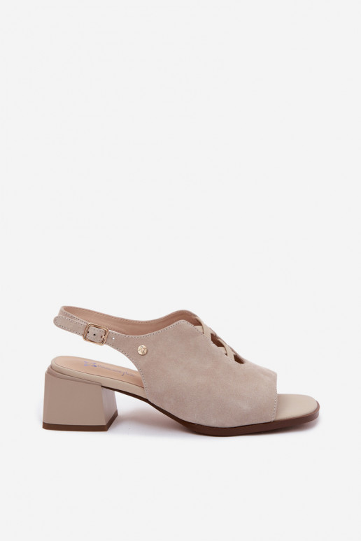 Sandalias con tacones de ante sintético Tai turiciejka K7521-22 marfil