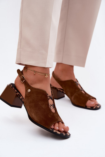 Sandalias con tacones de ante sintético Tai turiciejka K7521-14 marrón