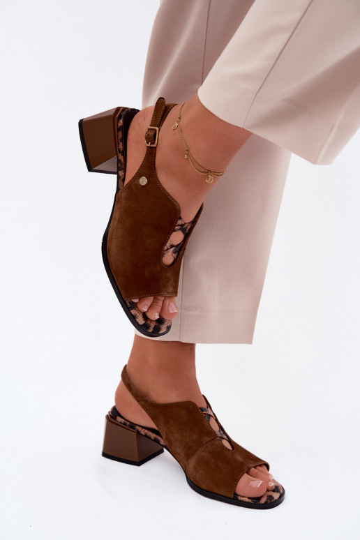 Sandalias con tacones de ante sintético Tai turiciejka K7521-14 marrón