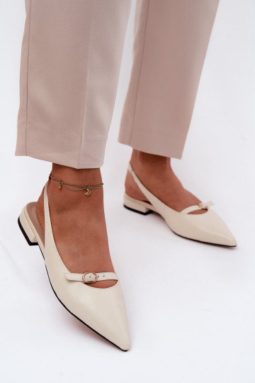 Sandalias de mujer con tacones anchos Tiene queciejka K7449-22 color marfil