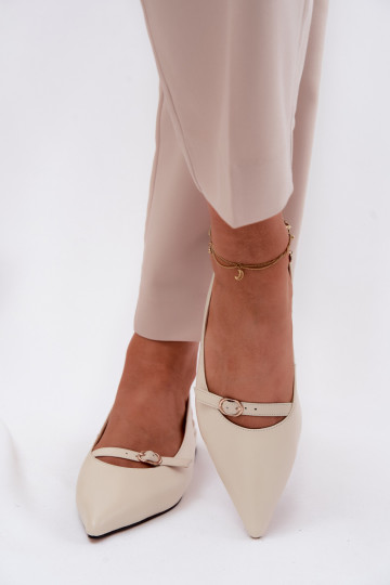 Sandalias de mujer con tacones anchos Tiene queciejka K7449-22 color marfil 2