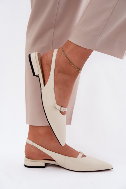 Sandalias de mujer con tacones anchos Tiene queciejka K7449-22 color marfil