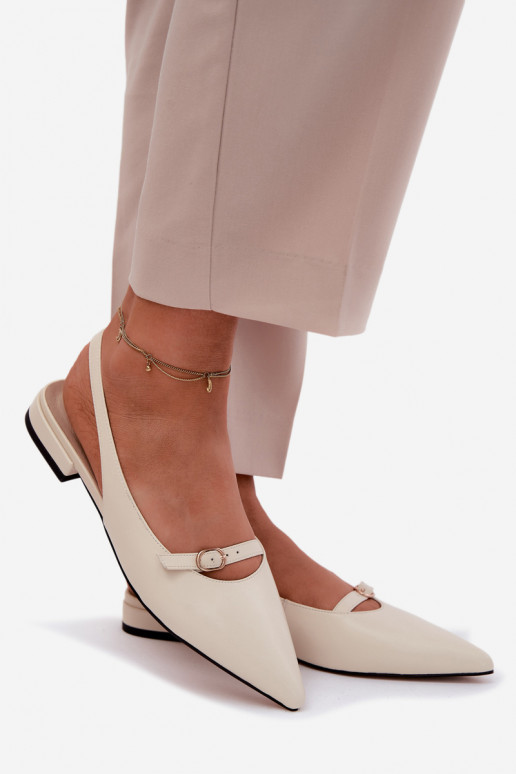 Sandalias de mujer con tacones anchos Tiene queciejka K7449-22 color marfil