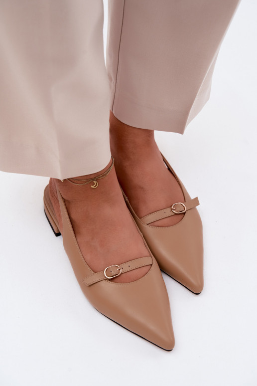 Sandalias de mujer con tacones anchos Tiene queciejka K7449-04 beige