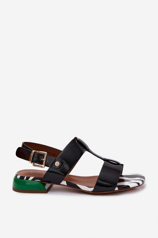 Sandalias de mujer con efecto charol Tai turiciejka K7455-01 negro