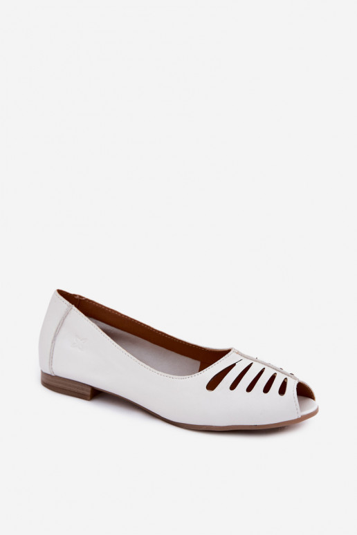 Bailarinas caladas de cuero sintético Tai turiciejka P7541-11 blancas