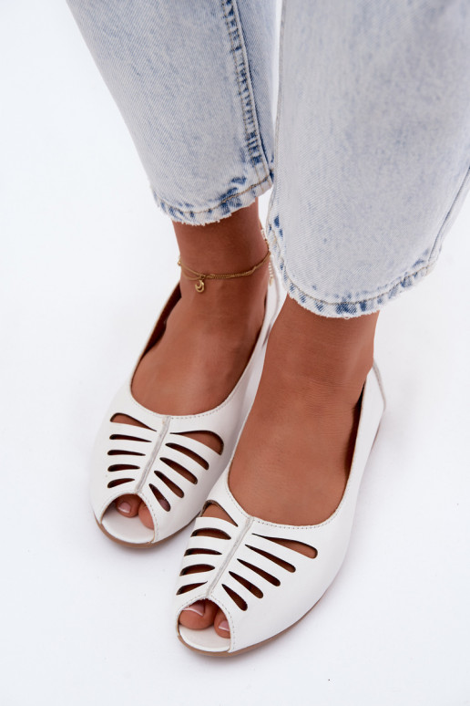 Bailarinas caladasActivadoturalnej Skóry Tiene queciejka P7541-11 el color blanco