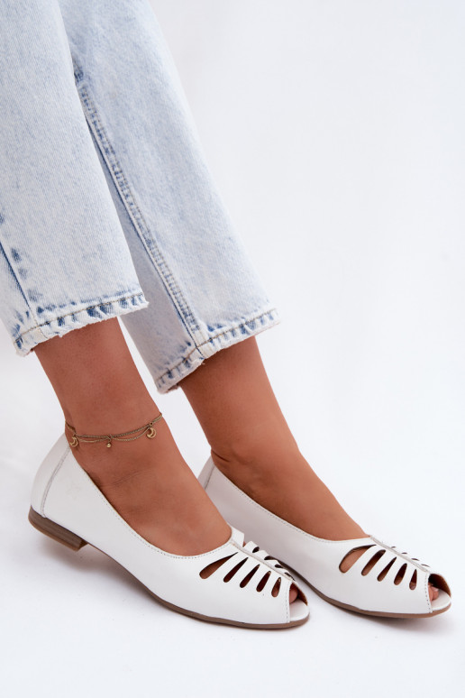 Bailarinas caladasActivadoturalnej Skóry Tiene queciejka P7541-11 el color blanco