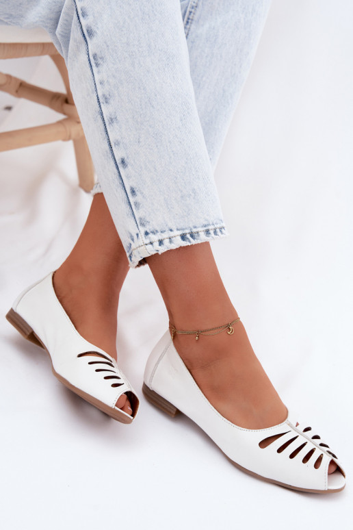 Bailarinas caladasActivadoturalnej Skóry Tiene queciejka P7541-11 el color blanco